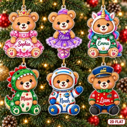 Picture of Personalized Teddy Bear Christmas Ornament 2026, Custom Name Bear Ornament, Kid Christmas Gift, Baby Holiday Keepsake, Stocking Stuffer 2026