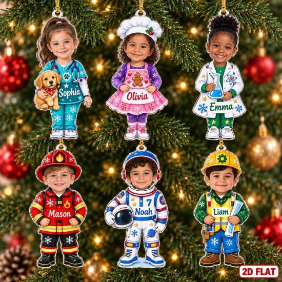 Picture of Personalized Kids Career Christmas Ornament 2026, Custom Photo & Name Ornament, Future Profession Gift, Child Keepsake Christmas Ornament