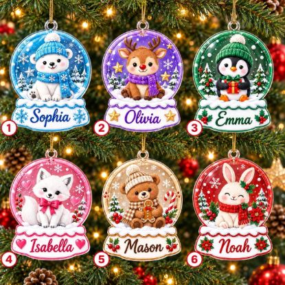 Picture of Personalized Snow Globe Christmas Ornament 2026, Custom Name Animal Ornament, Kids Christmas Gift, Holiday Keepsake, Stocking Stuffer 2026