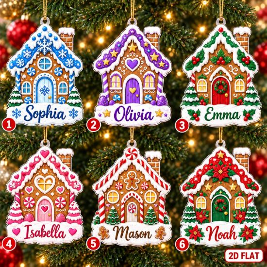 Picture of Personalized Gingerbread House Christmas Ornament 2026, Custom Name Ornament, Kids Christmas Gift, Family Holiday Keepsake, Stocking Stuffer
