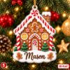 Picture of Personalized Gingerbread House Christmas Ornament 2026, Custom Name Ornament, Kids Christmas Gift, Family Holiday Keepsake, Stocking Stuffer