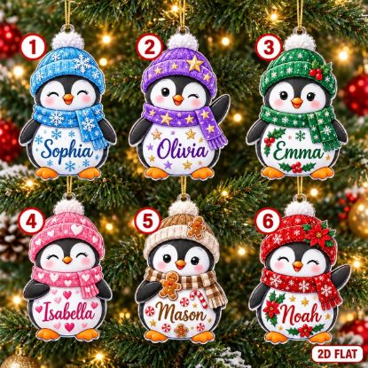 Picture of Personalized Penguin Christmas Ornament 2026, Custom Name Penguin Ornament, Kids Christmas Gift, Family Holiday Keepsake, Stocking Stuffer