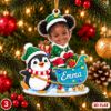Picture of Personalized Christmas Ornament 2026, Custom Photo & Name Kids Sleigh Ornament, Grandkids Holiday Keepsake, Animal Christmas Gift 2026