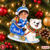 Picture of Personalized Christmas Ornament 2026, Custom Photo & Name Kids Sleigh Ornament, Grandkids Holiday Keepsake, Animal Christmas Gift 2026
