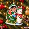 Picture of Personalized Christmas Ornament 2026, Custom Photo & Name Kids Sleigh Ornament, Grandkids Holiday Keepsake, Animal Christmas Gift 2026