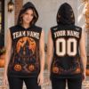 Picture of Personalized Halloween Sleeveless Hoodie, Custom Name & Number Haunted House Hoodie, Spooky Team Shirt, Halloween Gift for Her
