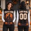 Picture of Personalized Halloween Sleeveless Hoodie, Custom Name & Number Haunted House Hoodie, Spooky Team Shirt, Halloween Gift for Her