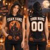 Picture of Personalized Halloween Sleeveless Hoodie, Custom Name & Number Haunted House Hoodie, Spooky Team Shirt, Halloween Gift for Her