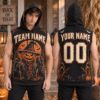 Picture of Personalized Halloween Sleeveless Hoodie, Custom Name & Number Scarecrow Hoodie, Pumpkin Team Shirt, Spooky Fall Gift for Him Hoodie