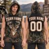 Picture of Personalized Hunting Sleeveless Hoodie, Custom Name & Number Deer Hoodie, Camo Buck Hunting Shirt, Hunter Gift for Men Hunter Dad Hunting