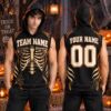 Picture of Personalized Halloween Sleeveless Hoodie, Custom Name & Number Skeleton Hoodie, Spooky Team Shirt, Halloween Sports Gift