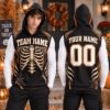 Picture of Personalized Halloween Sleeveless Hoodie, Custom Name & Number Skeleton Hoodie, Spooky Team Shirt, Halloween Sports Gift