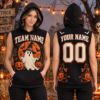 Picture of Personalized Halloween Sleeveless Hoodie, Custom Name & Number Ghost Hoodie, Cute Spooky Pumpkin Team Shirt, Halloween Gift Shirt