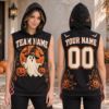 Picture of Personalized Halloween Sleeveless Hoodie, Custom Name & Number Ghost Hoodie, Cute Spooky Pumpkin Team Shirt, Halloween Gift Shirt