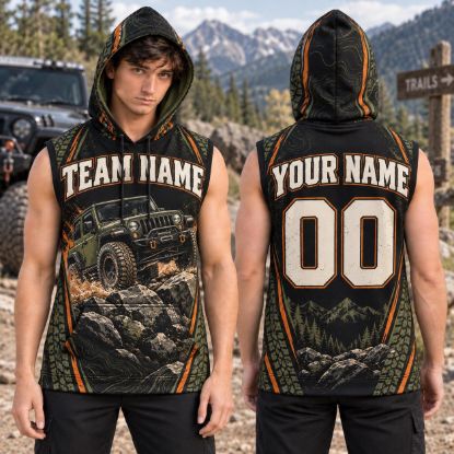 Picture of Personalized Off Road Sleeveless Hoodie, Custom Team Name Offroad Shirt, Trail Riding Hoodie, Off Road Gift for Men Racing Shirt Hoodie