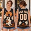 Picture of Personalized Halloween Ghost Jersey, Custom Name Spooky Sleeveless Shirt, Witch Ghost Pumpkin Jersey, Spooky Season Halloween Gift for Women