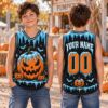 Picture of Personalized Kids Halloween Pumpkin Jersey, Custom Name Jack O Lantern Sleeveless Shirt, Spooky Halloween Sports Jersey, Pumpkin Gift Boy