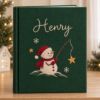 Picture of Personalized Christmas Memory Book, Snowman Keepsake Journal, Embroidered Holiday Album, Custom Family Name Book, Winter Christmas Gift