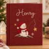 Picture of Personalized Christmas Memory Book, Snowman Keepsake Journal, Embroidered Holiday Album, Custom Family Name Book, Winter Christmas Gift