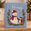 Picture of Personalized Christmas Memory Book, Winter Friends Snowman Penguin Keepsake Journal, Embroidered Holiday Story Album, Custom Name Gift 2026