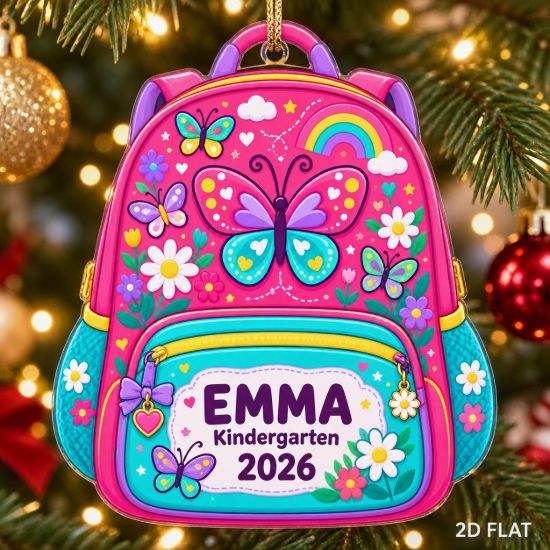 Picture of Personalized Backpack Ornament, Custom School Backpack Christmas Ornament, Kindergarten Graduation Gift, First Day Of School Keepsake 2026