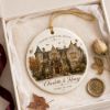 Picture of Personalized Wedding Venue Ornament 2026, Custom Castle Wedding Keepsake, Couple Names & Date Ceramic Ornament, Newlywed Christmas Gift