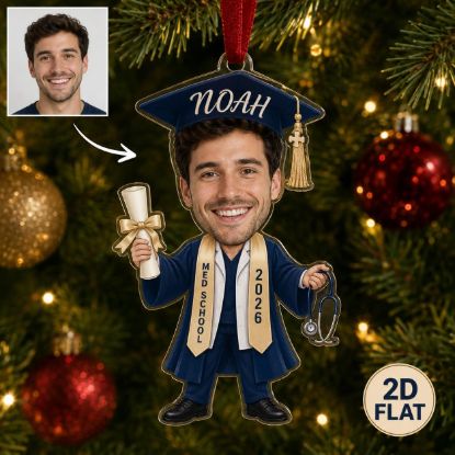 Picture of Personalized Graduation Ornament, Custom Medical School Graduation Gift, Doctor Graduation Keepsake, Photo Face Ornament, Class Of 2026 Gift
