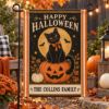 Picture of Personalized Black Cat Halloween Garden Flag, Custom Family Name Flag,Pumpkin Yard Decor, Vintage Halloween Porch Decor, Fall Gift Halloween