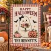 Picture of Personalized Pink Halloween Garden Flag, Custom Family Name Ghost Flag, Cute Pumpkin Fall Yard Decor, Girly Halloween Porch Decor