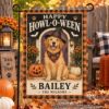Picture of Personalized Dog Halloween Garden Flag, Custom Pet Name Golden Retriever Flag, Howl-O-Ween Yard Decor, Dog Lover Halloween Gift Pet Photo