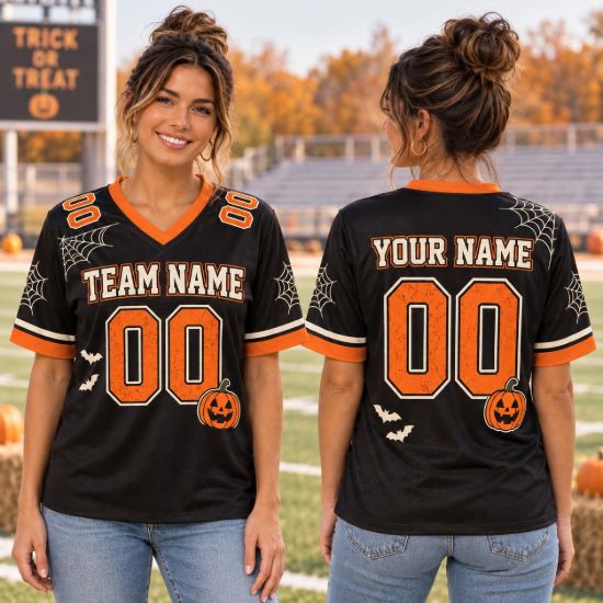 Picture of Personalized Halloween Jersey, Custom Name Number Sports Jersey, Spooky Team Jersey, Halloween Team Shirt, Custom Game Day Gift Halloween