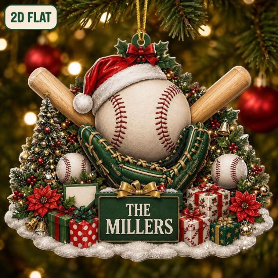 Picture of Personalized Baseball Christmas Ornament, Custom Baseball Family Gift, Baseball Player Keepsake, Sports Lover Ornament, Team Memory Gift