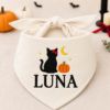Picture of Personalized Embroidered Dog Bandana, Custom Pet Name Halloween Bandana, Black Cat Pumpkin Embroidery, Spooky Pet Gift 2026
