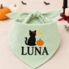 Picture of Personalized Embroidered Dog Bandana, Custom Pet Name Halloween Bandana, Black Cat Pumpkin Embroidery, Spooky Pet Gift 2026
