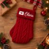 Picture of Personalized Embroidered Christmas Stocking, Custom Name Knit Stocking, Christmas Letter Embroidery, Family Holiday Stocking Gift 2026