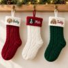 Picture of Personalized Embroidered Dog Christmas Stocking, Custom Pet Name Knit Stocking, Dog Portrait Embroidery, Pet Holiday Gift 2026 Christmas