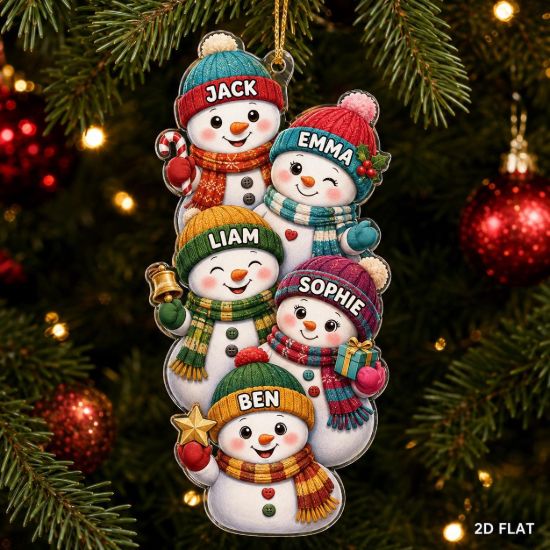 Picture of Snowman Family Christmas Ornament, Personalized Name Keepsake Ornament, Custom Family Acrylic Holiday Decor, Cute Winter Christmas Gift 2026