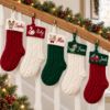 Picture of Personalized Embroidered Christmas Stocking, Custom Name Knit Stocking, Animal Character Embroidery, Kids Family Holiday Gift 2026
