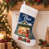 Picture of Personalized Christmas Stocking, Custom Name Holiday Stocking, Christmas Village Stocking, Kids Family Stocking, Christmas Gift 2026