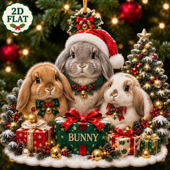Picture of Bunny Family Ornament, Personalized Christmas Acrylic Ornament, Custom Name Rabbit Family Tree Decor, Cute Holiday Animal Keepsake Gift 2026