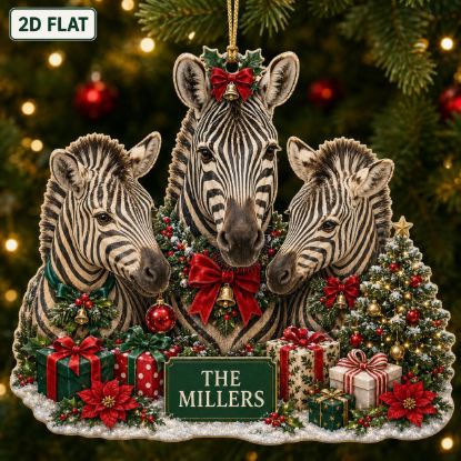 Picture of Personalized Zebra Family Ornament, Custom Christmas Acrylic Ornament, Safari Animal Tree Decor With Name, Unique Holiday Keepsake Gift 2026
