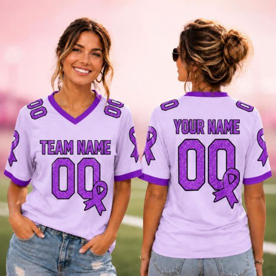 Picture of Personalized Epilepsy Awareness Jersey, Custom Name Number Purple Ribbon Shirt, Epilepsy Support Team Jersey, Epilepsy Gift 2026 Support