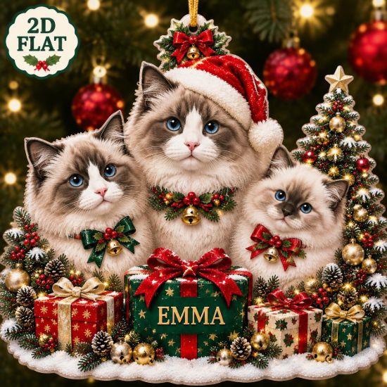 Picture of Personalized Ragdoll Cat Ornament 2026, Custom Pet Christmas Ornament, Ragdoll Cat Family Decor, Cat Lover Gift, Custom Name Keepsake
