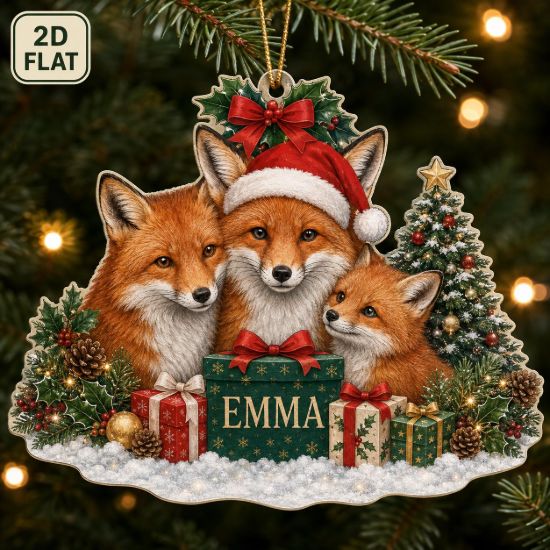 Picture of Fox Family Ornament, Personalized Christmas Acrylic Ornament, Custom Name Woodland Fox Tree Decor, Cute Animal Holiday Keepsake Gift 2026