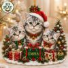 Picture of Personalized Silver Tabby Cat Christmas Ornament 2026, Custom Name Three Tabby Cat Acrylic Ornament, Cat Family Christmas Gift, Cat Keepsake