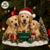 Picture of Golden Retriever Family Ornament, Personalized Dog Christmas Ornament, Custom Name Acrylic Pet Ornament, Cute Puppy Holiday Keepsake Gift