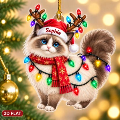 Picture of Ragdoll Cat Christmas Ornament, Personalized Cat Acrylic Ornament, Custom Name Pet Tree Decor, Cute Cat Lover Holiday Keepsake Gift 2026
