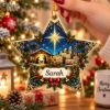 Picture of Nativity Christmas Ornament, Personalized Star Acrylic Ornament, Custom Name Religious Holiday Tree Decor, Christian Christmas Keepsake Gift