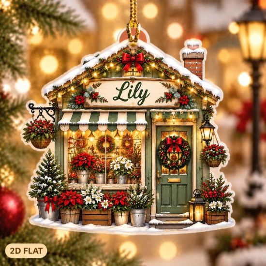 Picture of Personalized Flower Shop Christmas Ornament 2026, Custom Name Floral Store Acrylic Ornament, Christmas Florist Holiday Decor, Gardener Gift