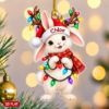 Picture of Bunny Christmas Ornament, Personalized Rabbit Acrylic Ornament, Custom Name Cute Animal Tree Decor, Holiday Keepsake Gift For Bunny Lovers